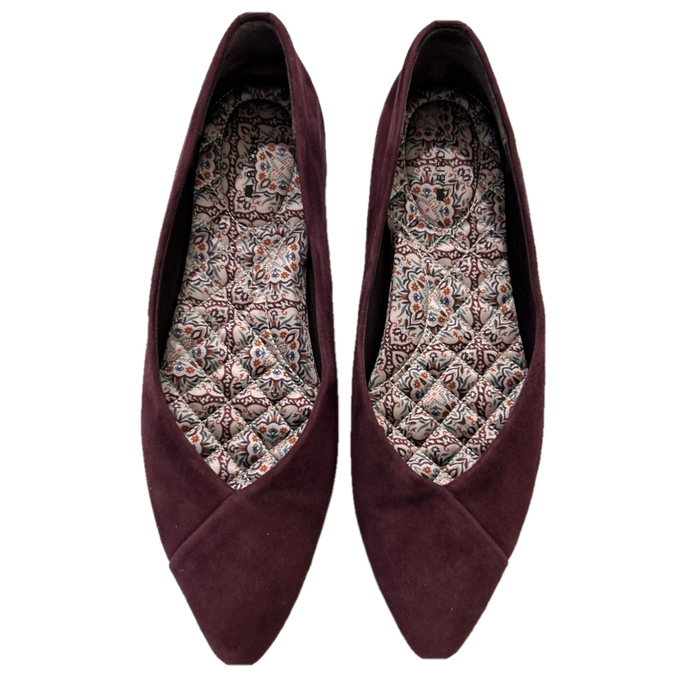 Birdies Goldfinch Mulberry Size 7.5 Ballet Flats Pointed Toe Suede EUC - Picture 2 of 15